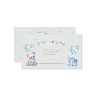 Teddy Bear Moon Diaper Raffle Ticket Enclosure Card