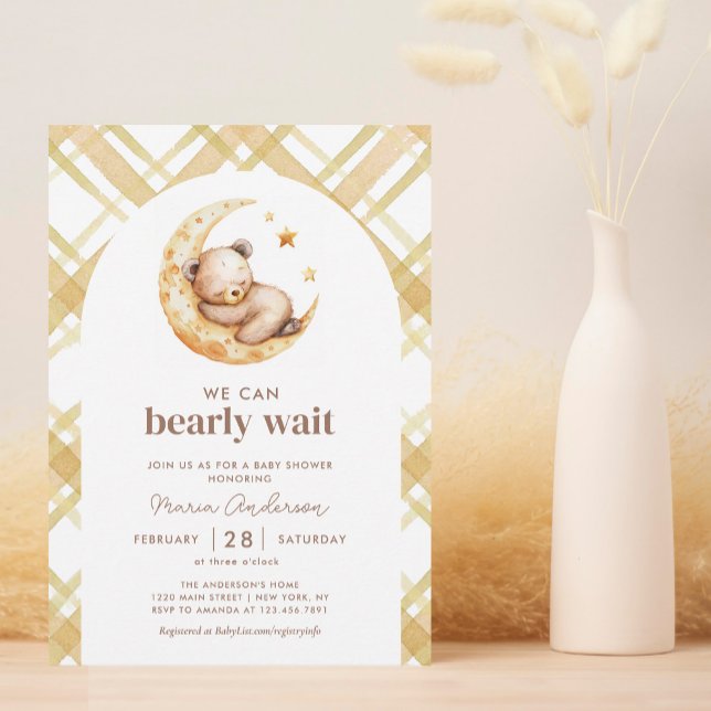 Teddy Bear Moon Gender Neutral Baby Shower  Invitation (Creator Uploaded)