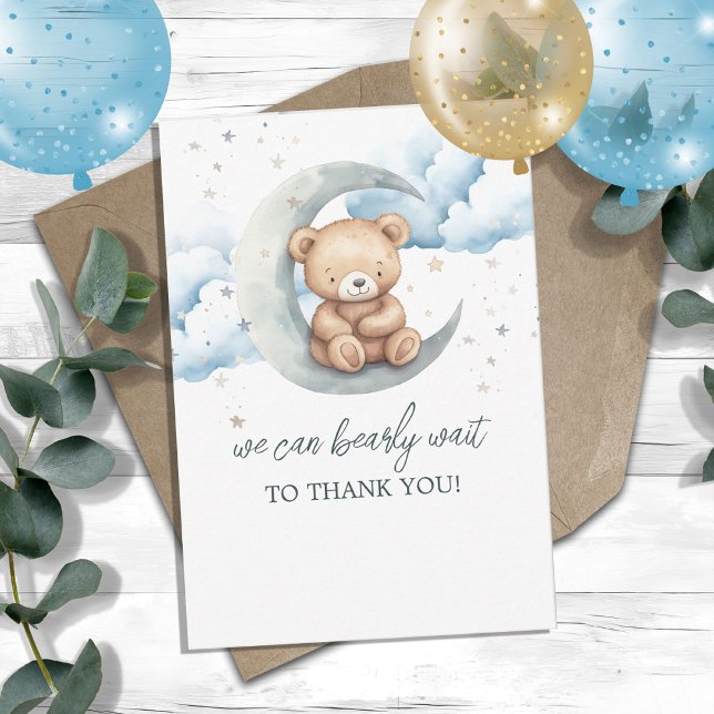 Teddy Bear Moon Stars Thank You Card (Creator Uploaded)