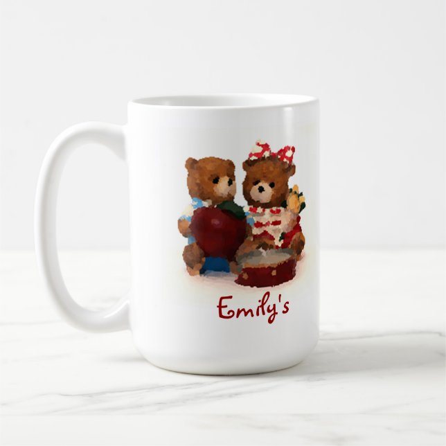 Teddy bear mug customise with your name (Left)
