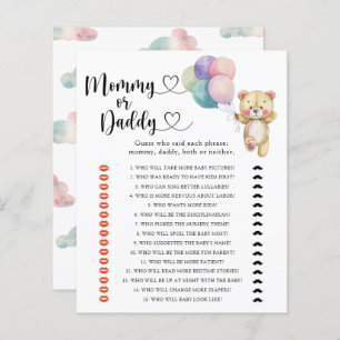 Teddy bear - mummy or daddy baby shower game