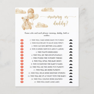Teddy bear mummy or daddy baby shower game