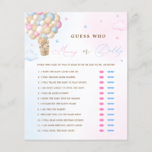 Teddy Bear Mummy or Daddy Gender Reveal Game