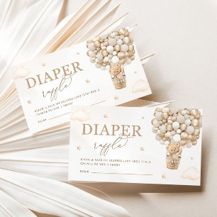 Teddy Bear Neutral  Baby Shower Diaper Raffle Enclosure Card