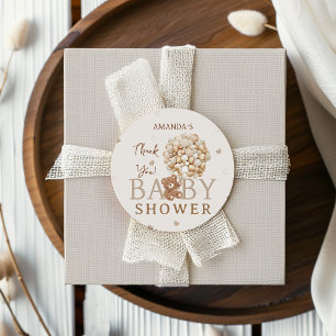 Teddy Bear Neutral Thank You Classic Round Sticker