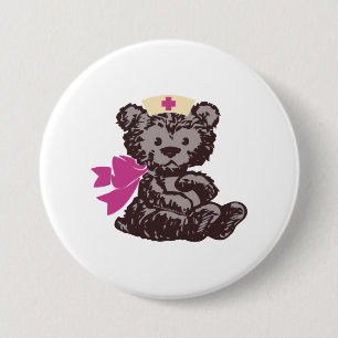 Teddy Bear Nurse (Pink) 7.5 Cm Round Badge