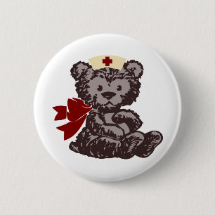 Teddy Bear Nurse (Red) 6 Cm Round Badge