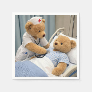 Teddy Bear Nurse with a Stethoscope  Napkin