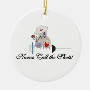 Teddy Bear Nurses Call the Shots T-shirts and Gift Ceramic Tree Decoration