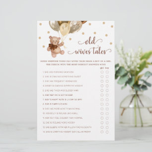 Teddy Bear Old Wives Tales Gender Reveal Baby Game