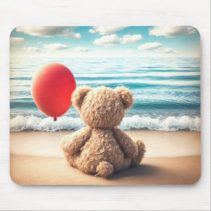 Teddy Bear On a Beach With Balloon Mouse Mat