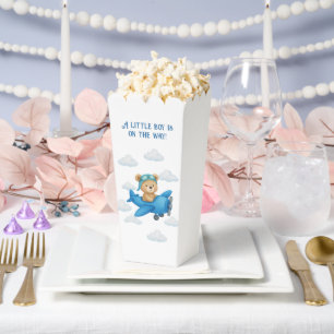 Teddy Bear on Airplane Baby Shower Favor Box 