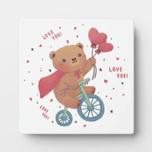 Teddy Bear on Bike: Love You! Plaque