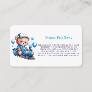 Teddy Bear On Blue Train Boy Books For Baby Enclosure Card