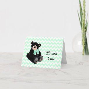 Teddy Bear on Chevron Thank You Note Card
