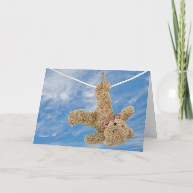 Teddy Bear On Clothesline Card (Front)