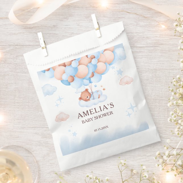 Teddy Bear on Cloud Baby Shower Favor Bag (Clipped)