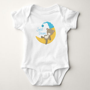 Teddy Bear on Crescent Moon Baby Bodysuit