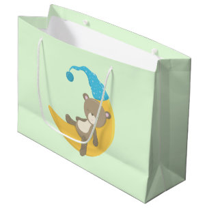 Teddy Bear on Crescent Moon Large Gift Bag
