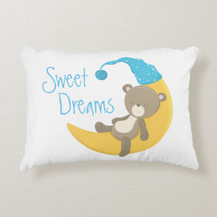 Teddy Bear on Crescent Moon Nursery Decorative Cushion
