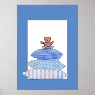 Teddy Bear on Cushions Poster