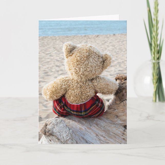 Teddy Bear On Driftwood Thinking of You  Card (Front)