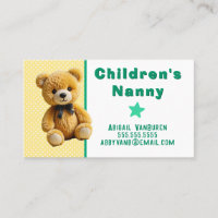 Teddy Bear on Polka Dots Nanny Babysitter Daycare