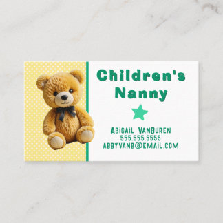 Teddy Bear on Polka Dots Nanny Babysitter Daycare Business Card