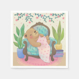 Teddy Bear on Vintage Armchair Illustration Napkin