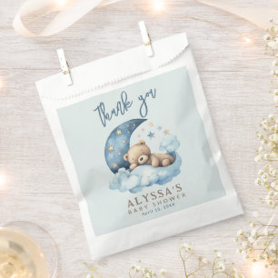 Teddy Bear Over the Moon Blue Baby Shower Favour Bags
