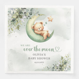Teddy bear over the moon boho greenery napkin