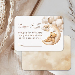 Teddy Bear Over the Moon Diaper Raffle Baby Shower Enclosure Card