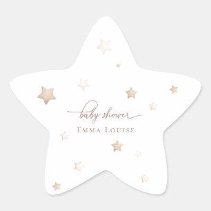 Teddy Bear Over The Moon Neutral Baby Shower  Star Sticker