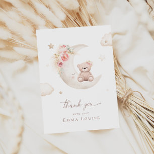 Teddy Bear Over The Moon Neutral Baby Shower Thank You Card