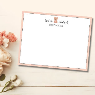 Teddy Bear Pale Pink Nursery Stationery Note Card