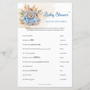 Teddy Bear pampas Baby Shower Around the World