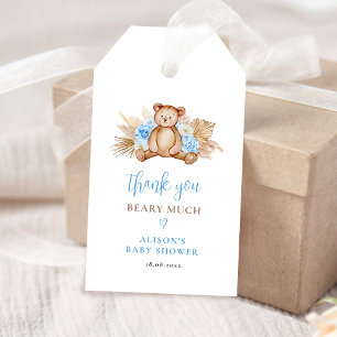 Teddy Bear Pampas Grass Baby Gift Tags