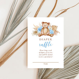 Teddy Bear Pampas Grass Diaper Raffle Baby Shower Invitation