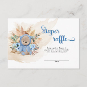 Teddy bear pampas grass dried palm diaper raffle enclosure card