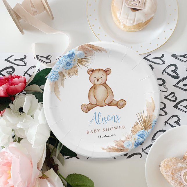Teddy Bear Pampas Grass Paper Plate (Creator Uploaded)