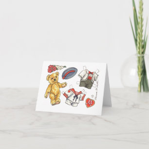 Teddy Bear paper doll blank note card