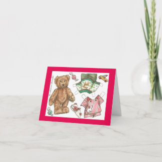 Teddy Bear Paper Doll Christmas Card