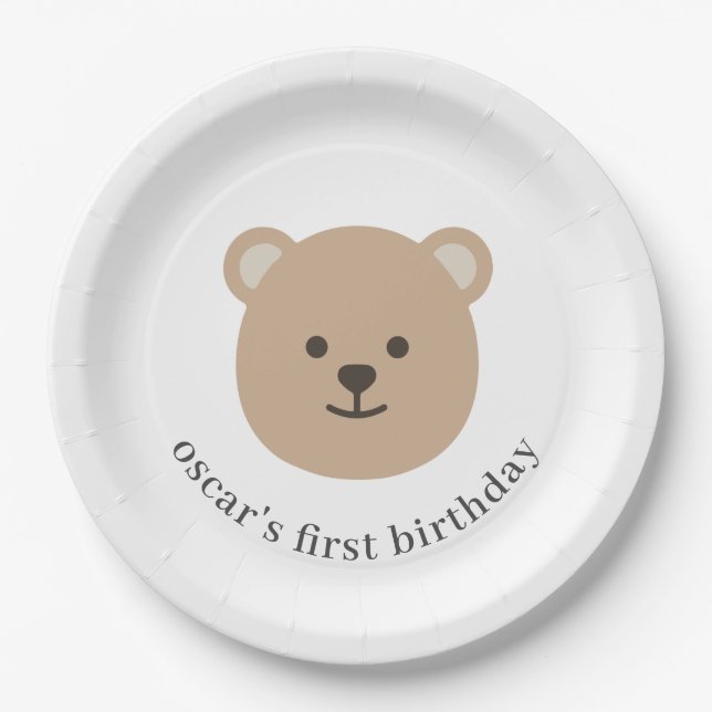 Teddy Bear Paper Plate (Front)