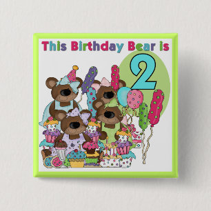 Teddy Bear Party 2nd Birthday T-shirts and Gifts 15 Cm Square Badge