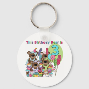 Teddy Bear Party 3rd Birthday Tshirts and Gifts Key Ring
