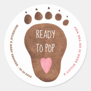 Teddy Bear Paw ReadyTo Pop Baby Shower Classic Rou Classic Round Sticker