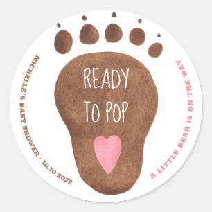 Teddy Bear Paw ReadyTo Pop Baby Shower Classic Rou Classic Round Sticker