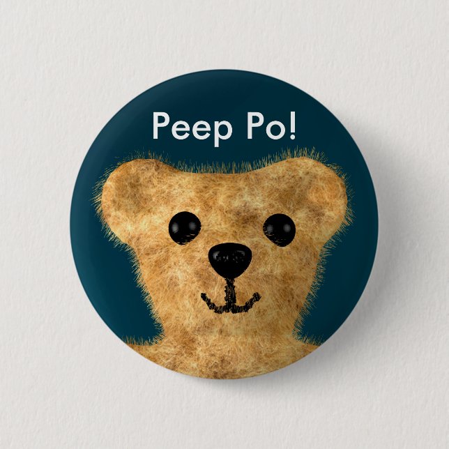 Teddy Bear (Peep po!) 6 Cm Round Badge (Front)
