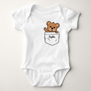 Teddy Bear Personalised Animal Pocket Baby Bodysuit