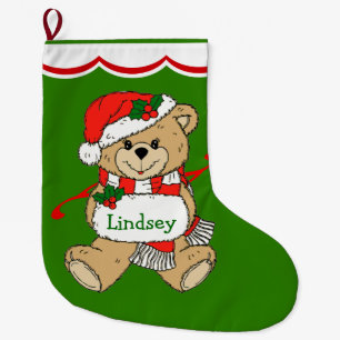 Teddy Bear Personalised Large Christmas Stocking